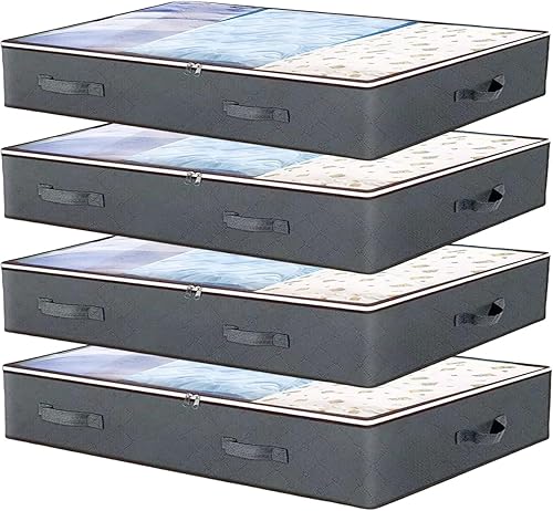 Miniatura 1 de Contenedores de almacenamiento debajo de la cama, contenedores de almacenamiento delgados debajo de la cama con tapas, bolsas de almacenamiento