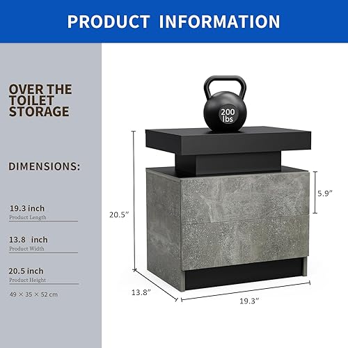 Juego de 2 mesas auxiliares LED modernas con almacenamiento, mesas auxiliares de 20.5 pulgadas de alto, juego de 2 con 2 cajones, muebles LED para