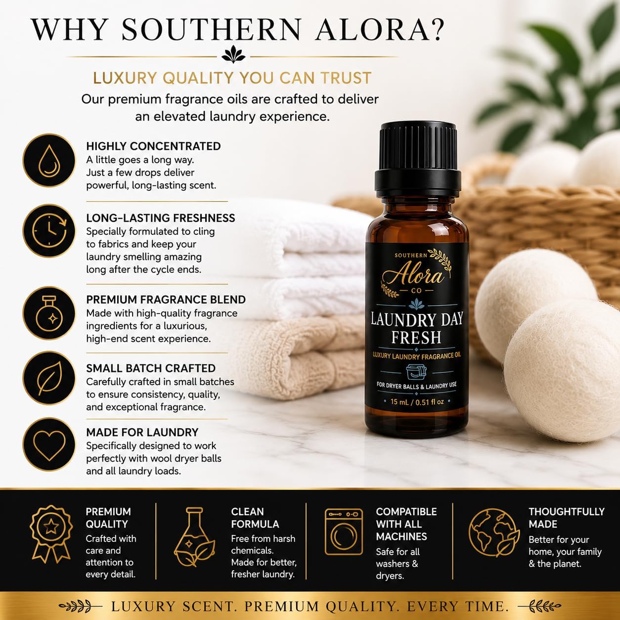 Southern Alora Laundry Fragrance Oil for Dryer Balls, 15ml, Laundry Day image 5