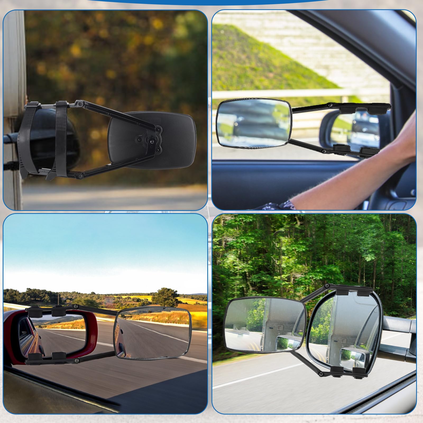 DBREAKS Specchietti per Roulotte, 2 pezzi Specchio del Rimorchio, Specchio di Traino Universale Regolabile, Specchietto Traino Roulotte, Specchietti Retrovisori Esterni con Estensione per Auto