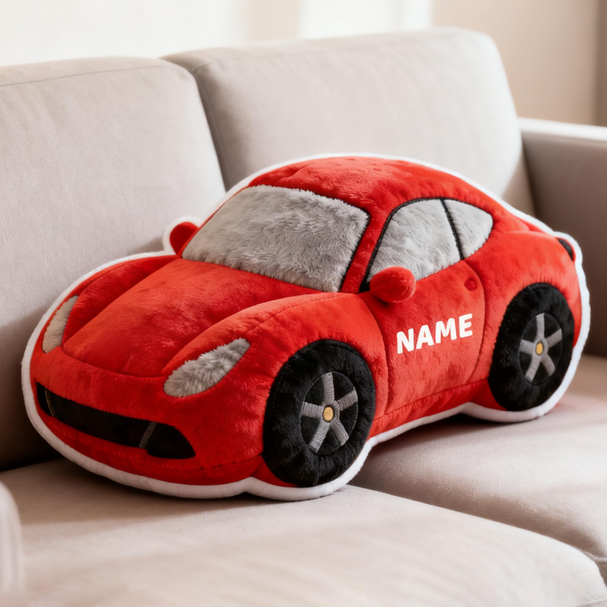 LCMAIT Custom Car Shaped Pillow Personalized Cute Pillow with Name Party Commemorative Birthday for Boys and Girls Sofa Decorative (Car)