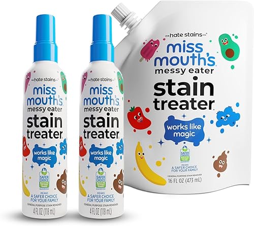 Miss Mouth's Messy Eater Quitamanchas - Paquete de 2 Aerosol Quitamanchas y Bolsa de Repuesto de 16oz
