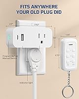 Vista 6 de DEWENWILS - Toma de corriente con control remoto inalámbrico para decoración navideña, 125 V, 15 A, 1875 W, con salida USB-A+C y CA, rango