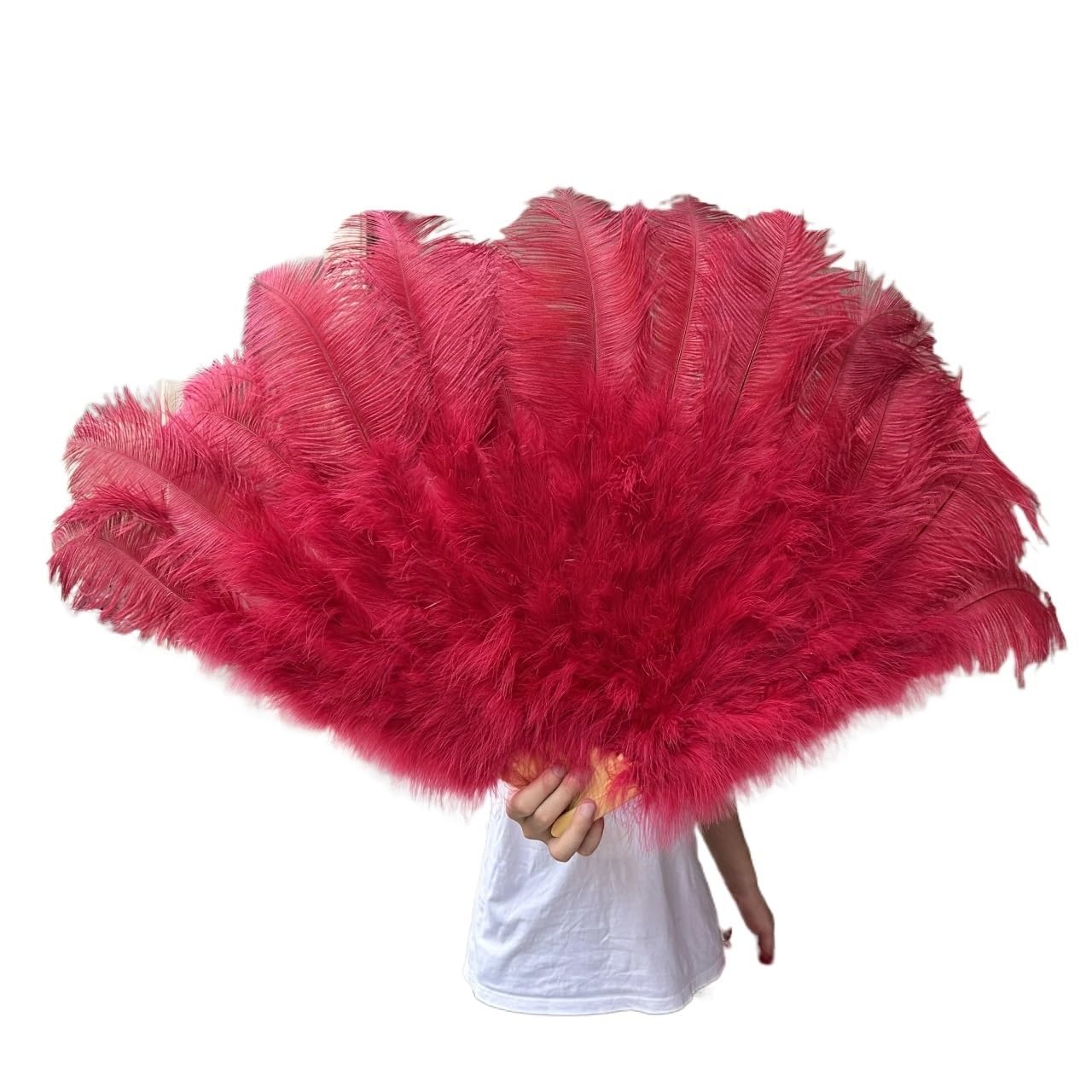 CIGPKLO Feather Dance Fan Big Feathers Fan 13Bone 100CM 130CM Hands Held Folding For Party Carnival Dance Performance Decoration