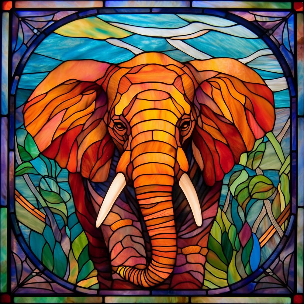 Moohue A Clever Elephant 14Ct Cross Stitch Kits Stamped For Adults Animals Elephants Pre Printed Cross Stitch Kits For Beginners (14Ct Stamped Cross Stitch Kit, )