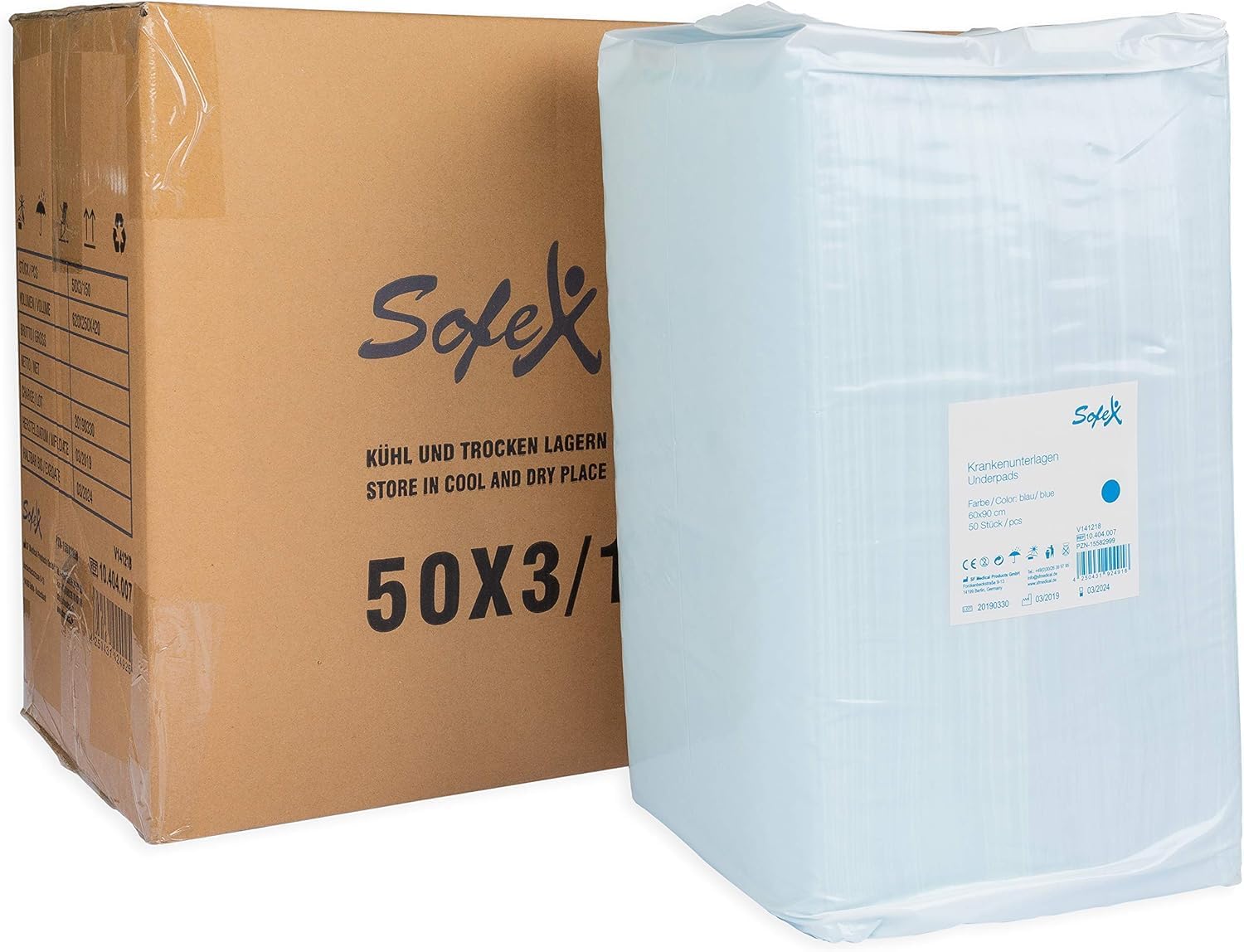 Sofex Empapadores Desechables 60×90 cm – 150 (3x25) Unidades, 5 Capas, Protectores absorbentes para incontinencia, Cama y Cambiador; Alta absorción y Base Antideslizante