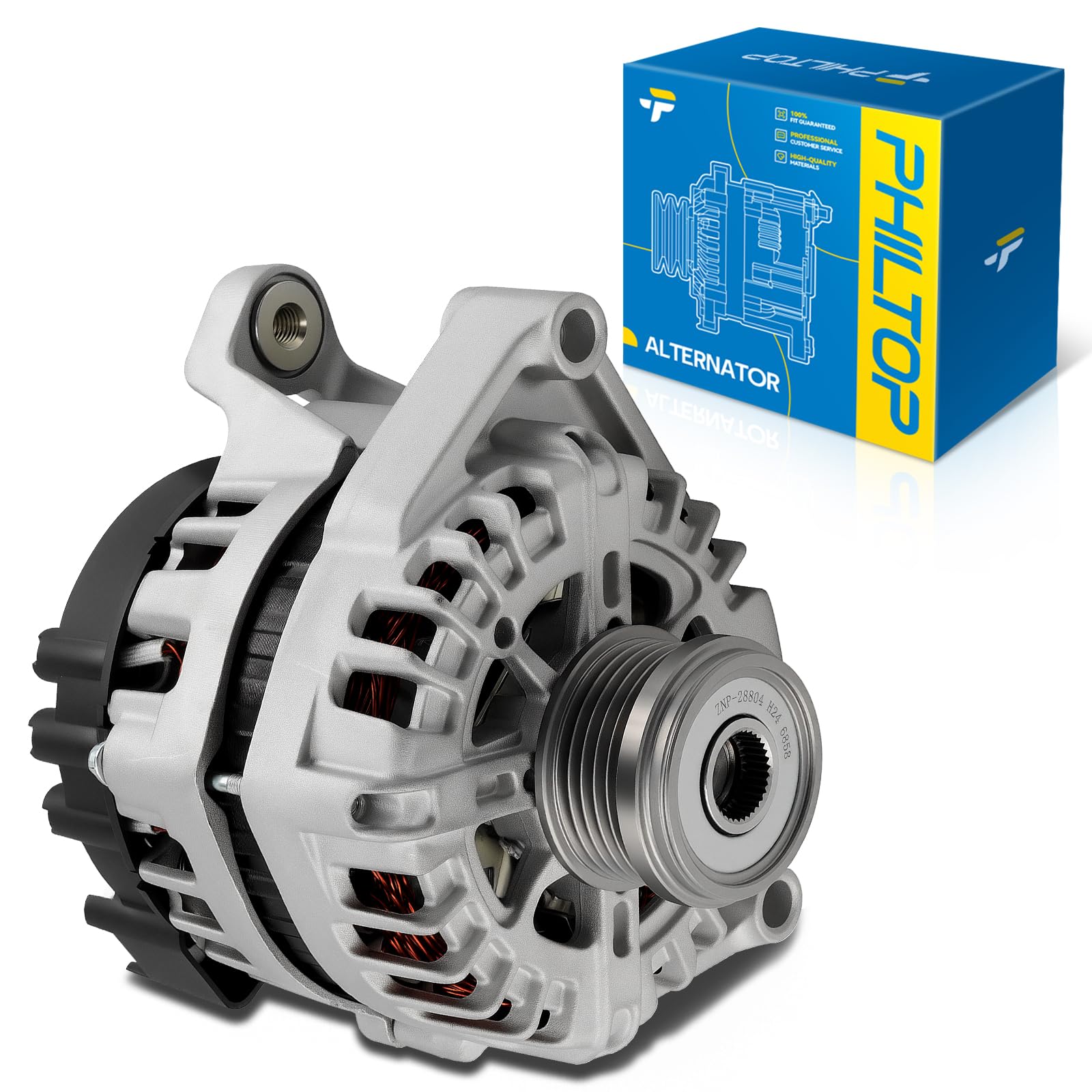 PHILTOP Alternator Compatible with 2012-2015 Cruze 1.4L, 2016 Cruze Limited 1.4L Replacement 11654N 12V 130Amp CW 5-Groove Pulley