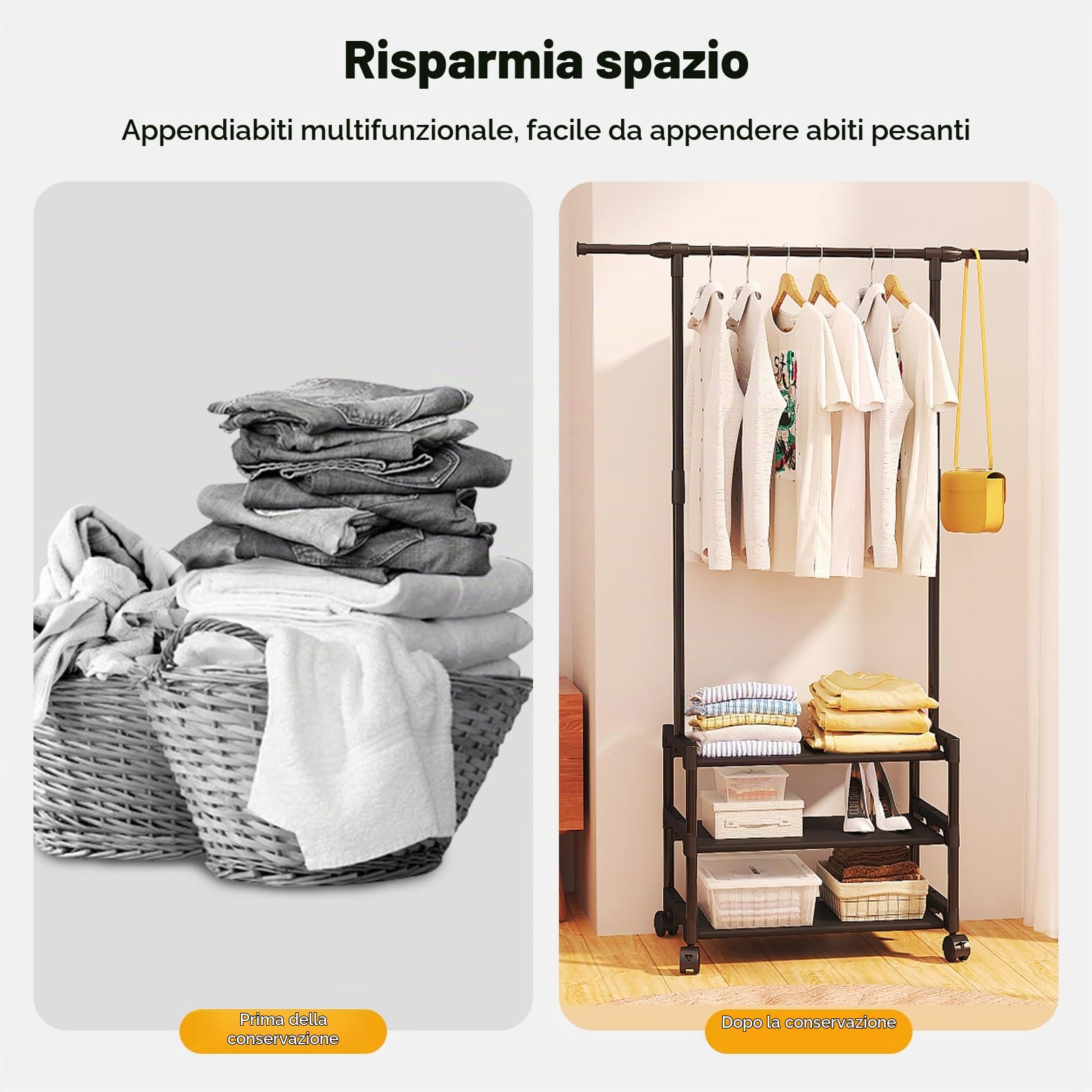 Ergocar Appendiabiti Da Stoccaggio Con Gancio Metallico Con Rack Multistrato Design Multifunzionale Mobile a 360 ° e Stabile Adatto Per Camera Da Letto, Soggiorno e Portico