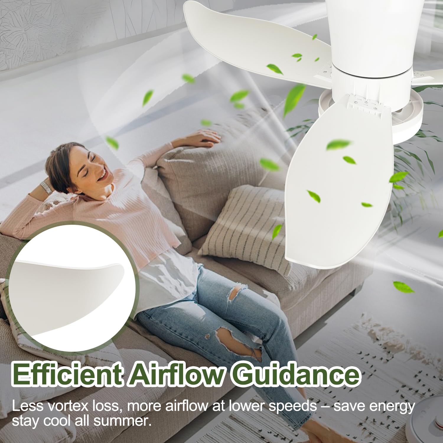 Ventilador Techo con Luz y Mando a Distancia - 95CM Lámpara Ventilador Silenciosa 6 Velocidades Dc Reversible Ventilador Plafón Temporizado Para Salón Dormitorio Comedor