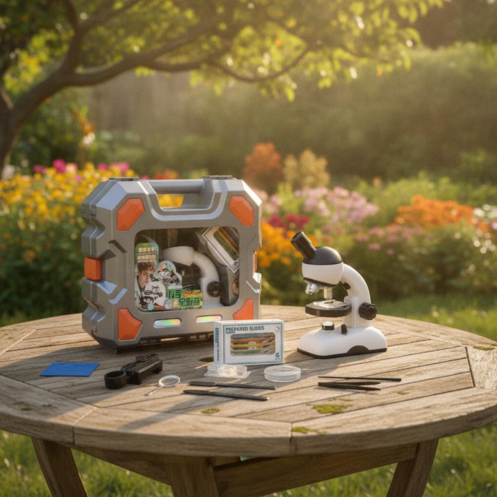 Milageto Microscopio Biologico Monoculare tile Microscopio Monoculare in Plastica Pratico Kit di Microscopia per Bambini, Apprendimento Casa