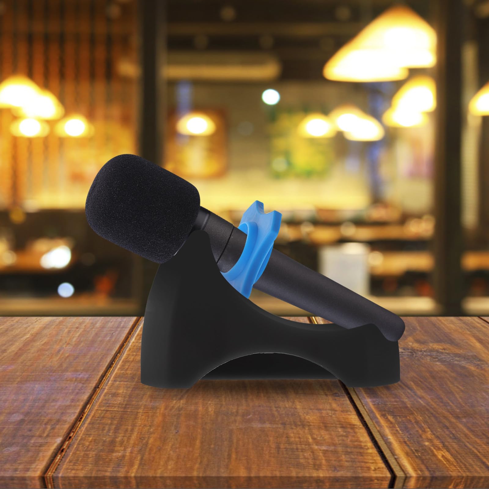 Supporto Microfono da Tavolo in Silicone Nero Antiurto | Base Stabile Antiscivolo, Adatta a Performance e Broadcasting, Formato Compatto per Ktv