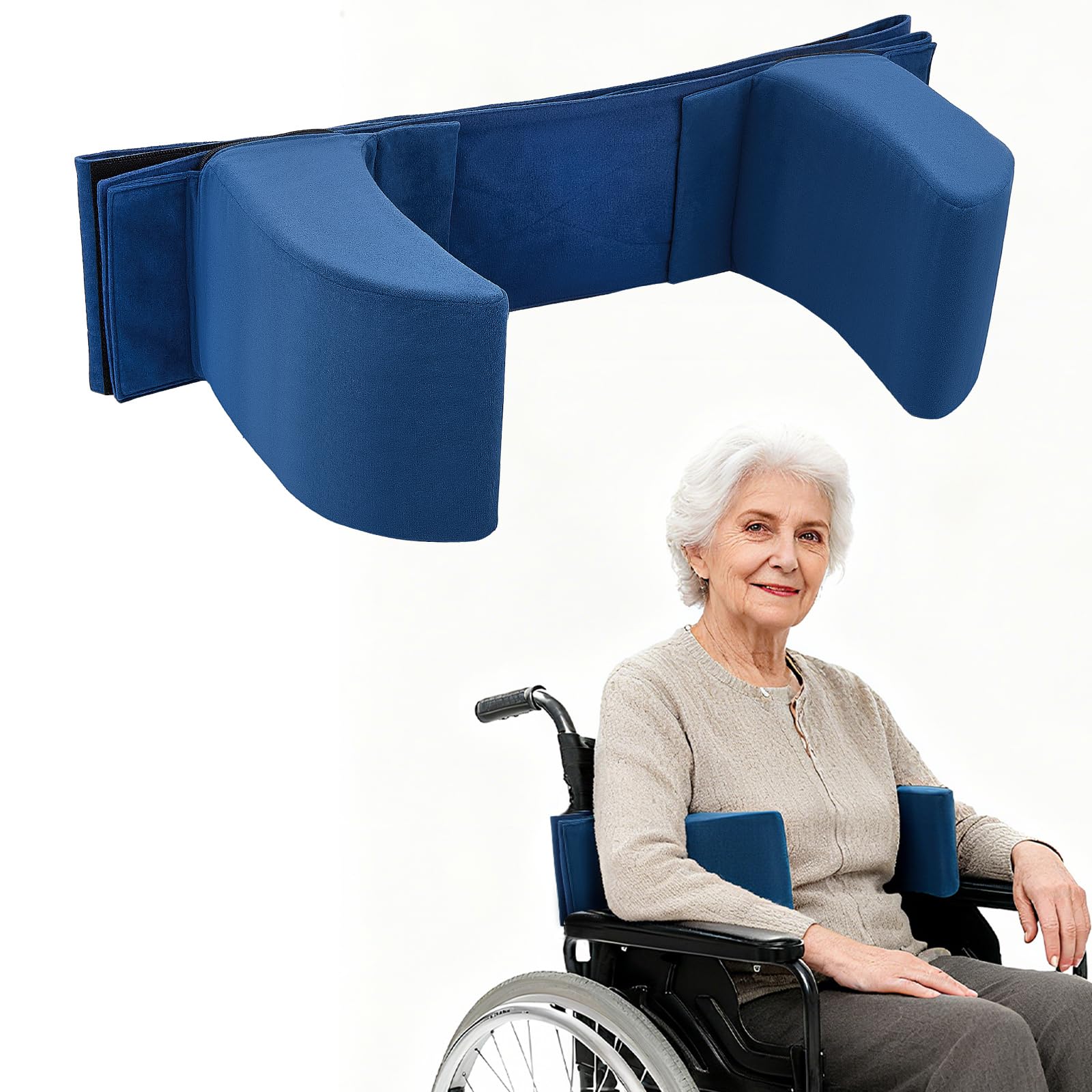Supporto laterale con cuscino anti-decubito regolabile per sedia a rotelle, supporto laterale universale per sedia a rotelle, supporto laterale con maniglie laterali