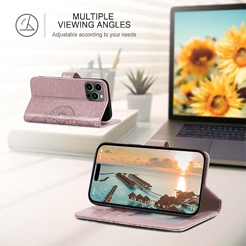 Miniatura 3 de Ateeky Funda tipo cartera para iPhone 15 Pro Max, función atril, funda protectora de piel sintética con ranura para tarjeta de crédito cierre