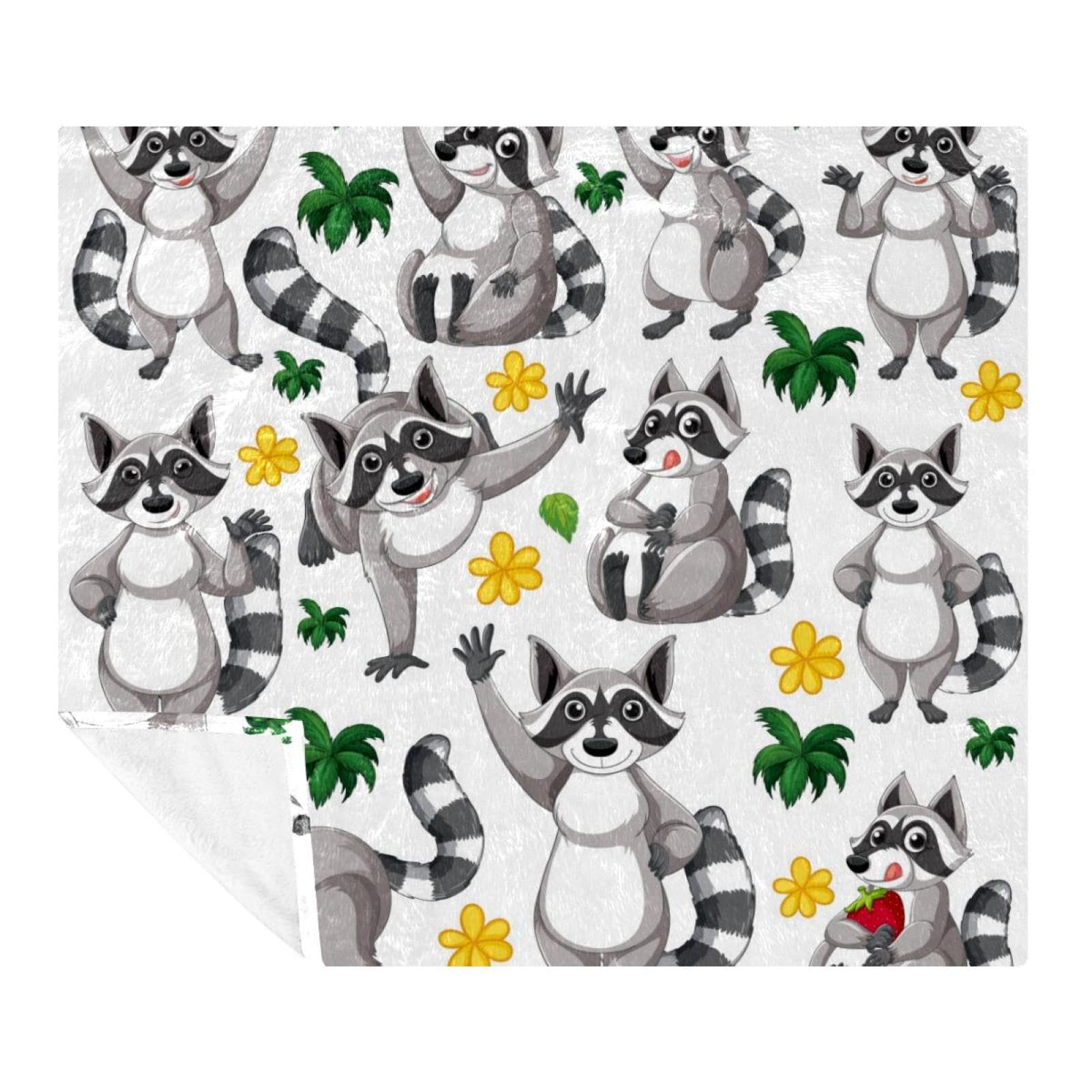 Couverture microfibre motif raton laveur un cadeau drôle pour la famille