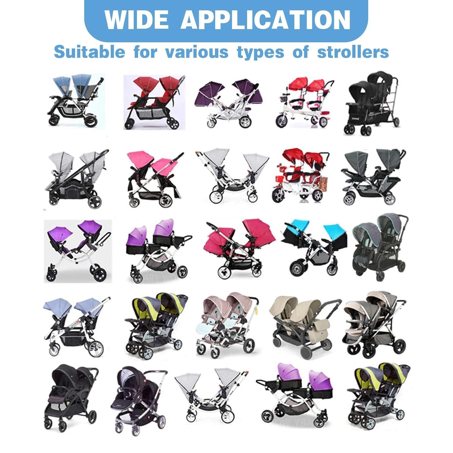 Weather Shield Double Stroller Rain Cover Twin Tandem Universal Size Baby Toddler Wind Shield Deal Popular Accessories Waterproof Windproof Travel Insect Protector (QH)