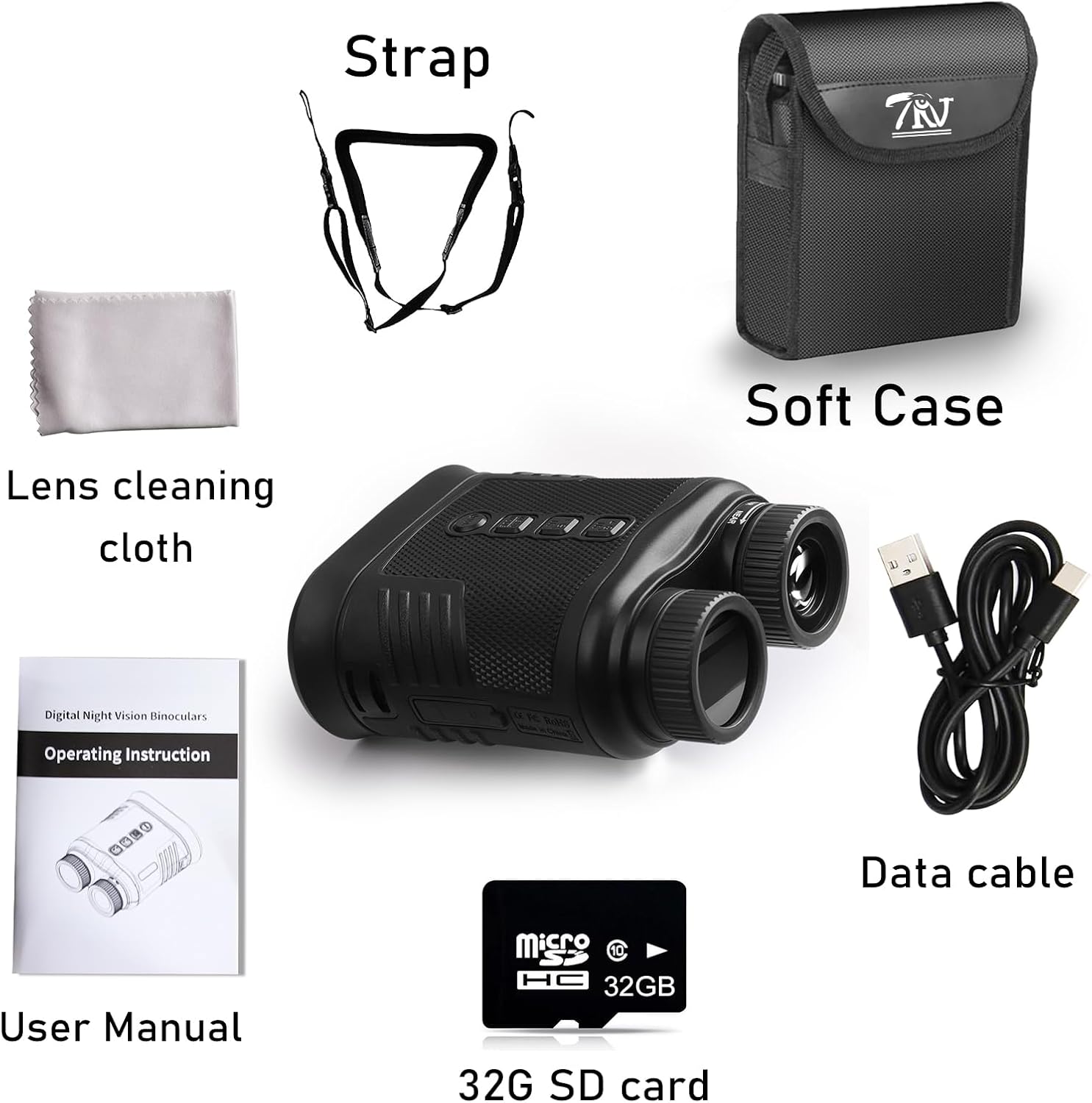 TRV 4K Digital Night Vision Goggles for Adults - 8X Zoom, 300M Range, 12H Battery, IR Camera & Video Recorder