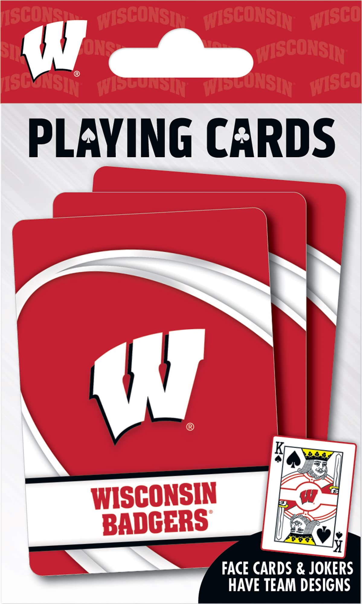 MasterPieces Family Games - NCAA Wisconsin Badgers Playing Cards - Officially Licensed Playing Card Deck For Adults, Kids, And Family 2.5" x 3.5"