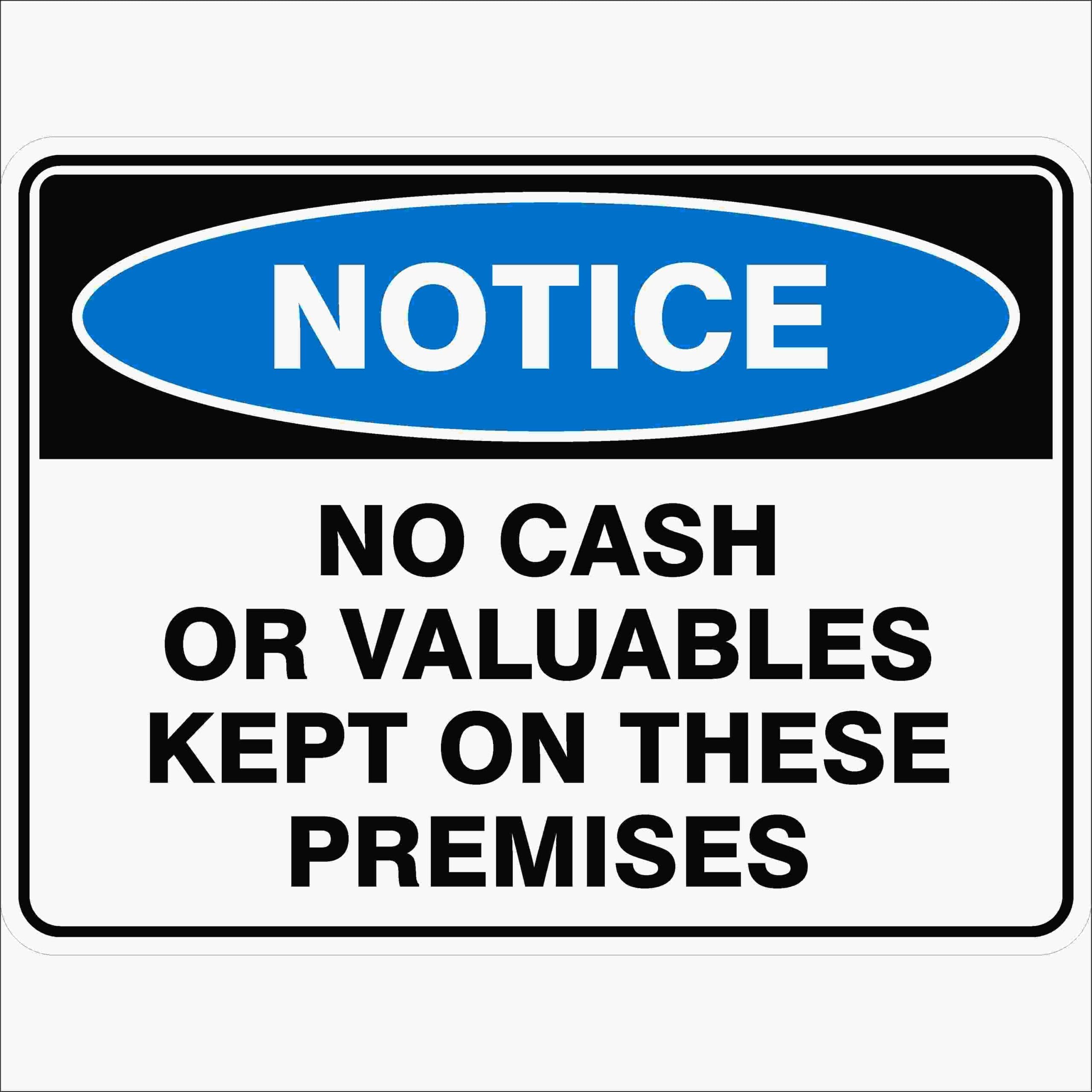 No Cash Or Valuables Kept On These Premises Notice Signs Metal Tin Sign 8 x 12 inch for Industrial & Commercial