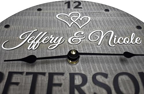 Miniatura 9 de Handmade 11 Inch Wooden Wall Clock Personalized for Couple