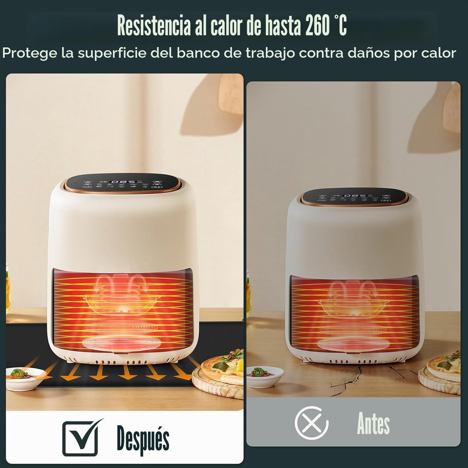 Alfombrilla resistente al calor para freidora de aire, alfombrillas de silicona ignífugas para encimera de cocina, protector de encimera, antideslizante e impermeable