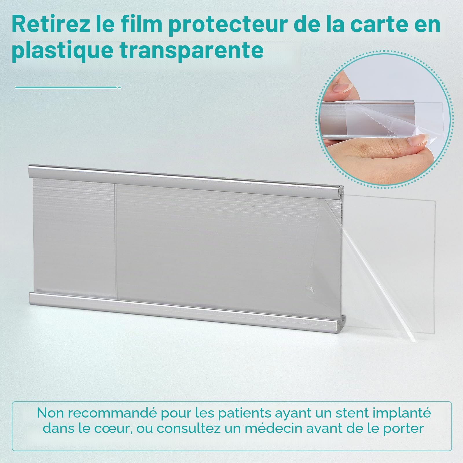 EFUTURETIME 50 x Badge Aimanté 72 × 31 mm avec Épingle et Clip Poche, Alu | Porte-Badges pour le Travail, les Expositions, le Restaurant, l'École