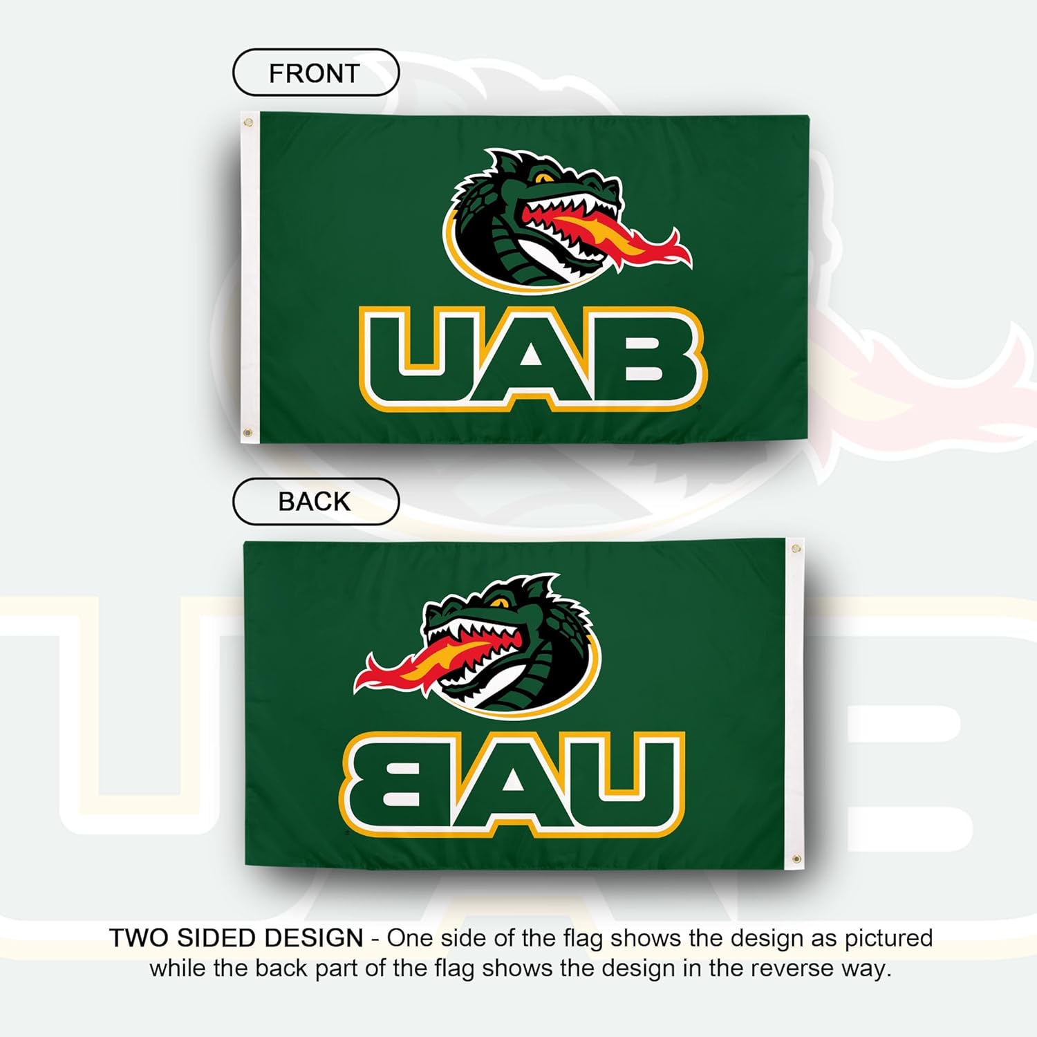 Desert Cactus University of Alabama Birmingham UAB Flag - 3 x 5 Feet Blazers Banner, Indoor/Outdoor Durable Fabric, 100% Polyester Design (Style A)