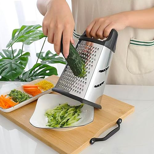 Miniatura 7 de Rallador de queso, rallador de caja de 4 lados, rallador de alimentos para queso, parmesano y verduras, apto para lavavajillas para cocina