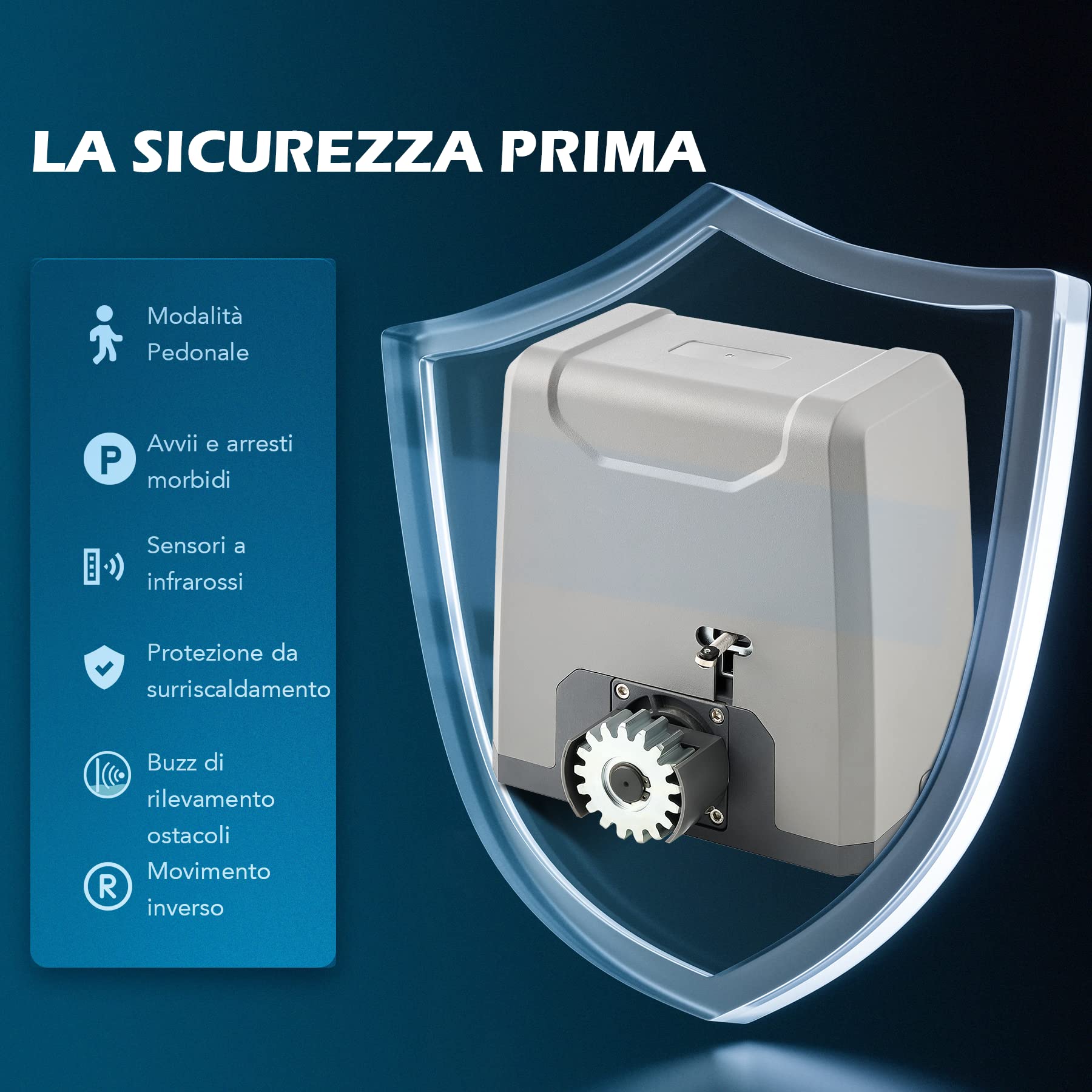 CO-Z 550W Kit Automazione Cancello Scorrevole, Motore Cancello Scorrevole per Porte Fino a 1500kg 12 m con 2 Telecomandi, Cremagliera 12x0.33M e Sensori a Infrarossi per Giardino Garage