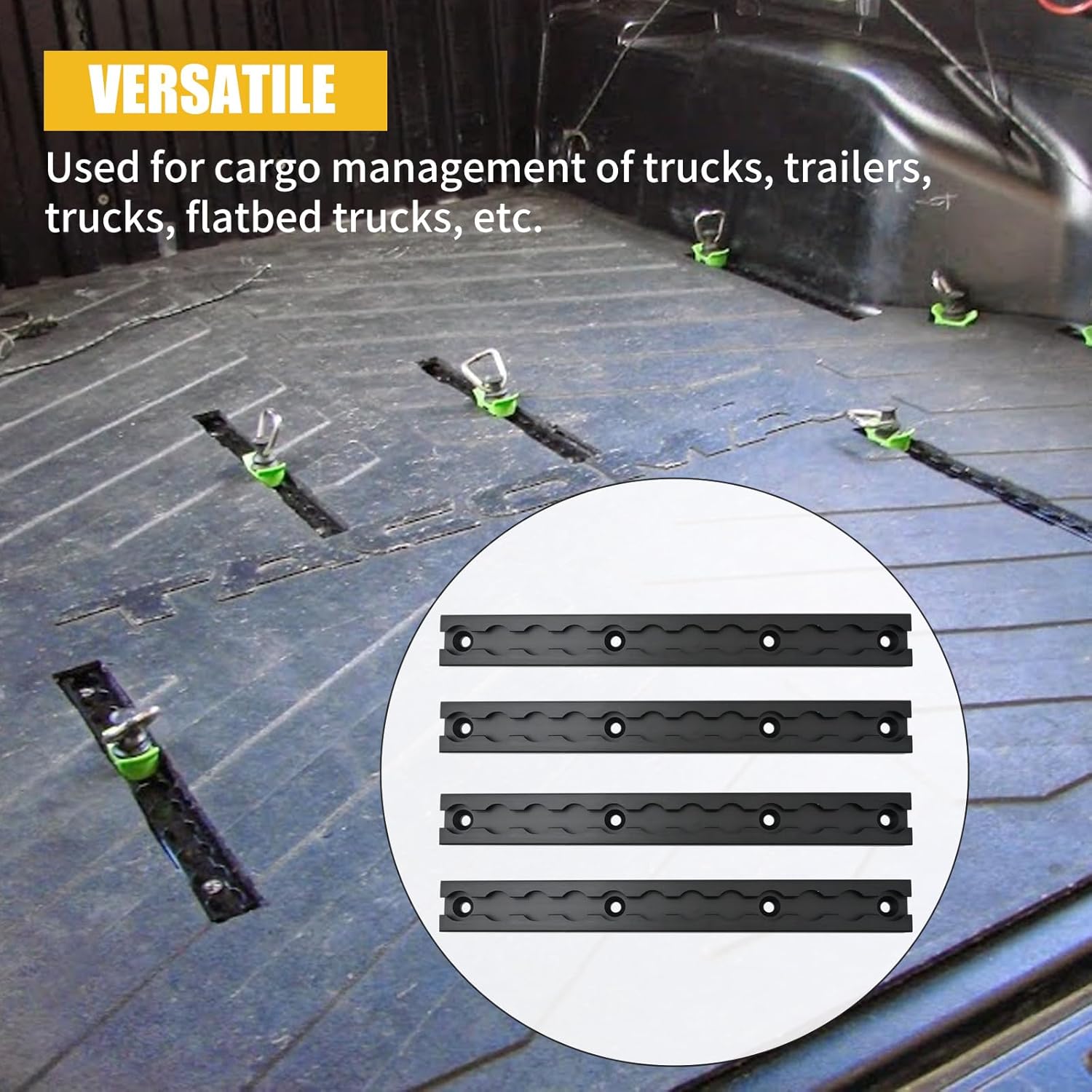 4Pcs Black L Track 12 Inch L Track Black Powder Coated Aluminum for Truck Beds, Utility Trailers, Truck, Trailer, Van, Secure Motorcycles, ATVs, and Bikes