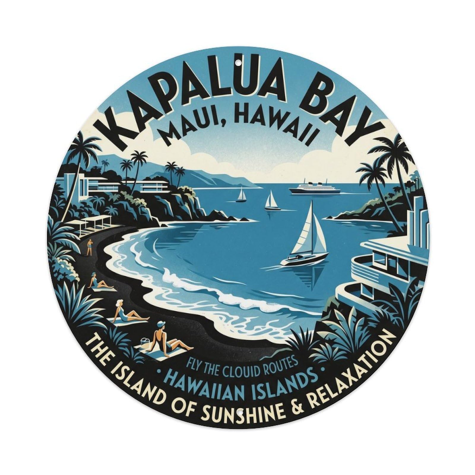 Kapalua Bay Hawaii Surf Travel Beach Resort Destination Metal Tin Sign