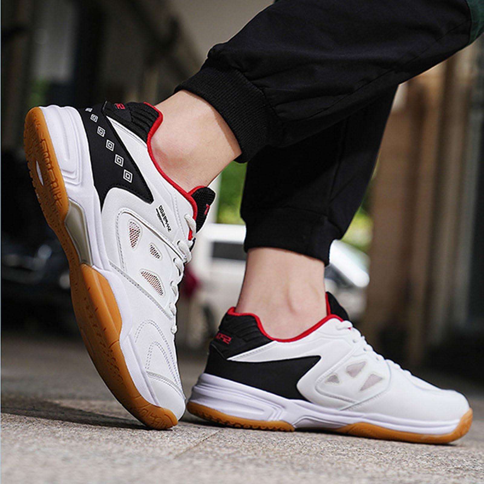 Tennis De Table Chaussures,Chaussures De Badminton pour Hommes,Pingpong Badminton Sneakers,Sneaker De Volleyball Confortable,Non Slip,Respirant Léger,pour La Courge De Racquiet.