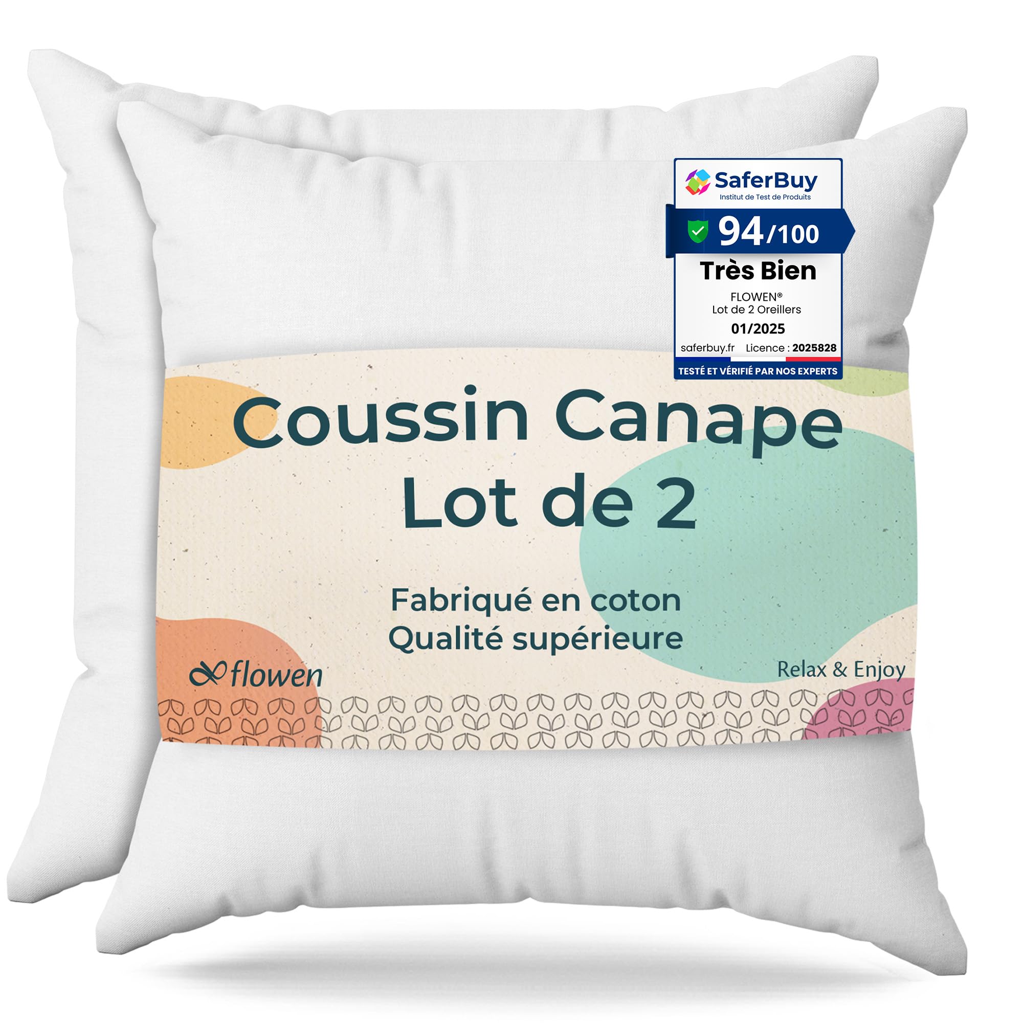 2 Coussins Déco 30x30cm - Housse Microfibre, Anti-Allergique - Pour Canapé Et Extérieur