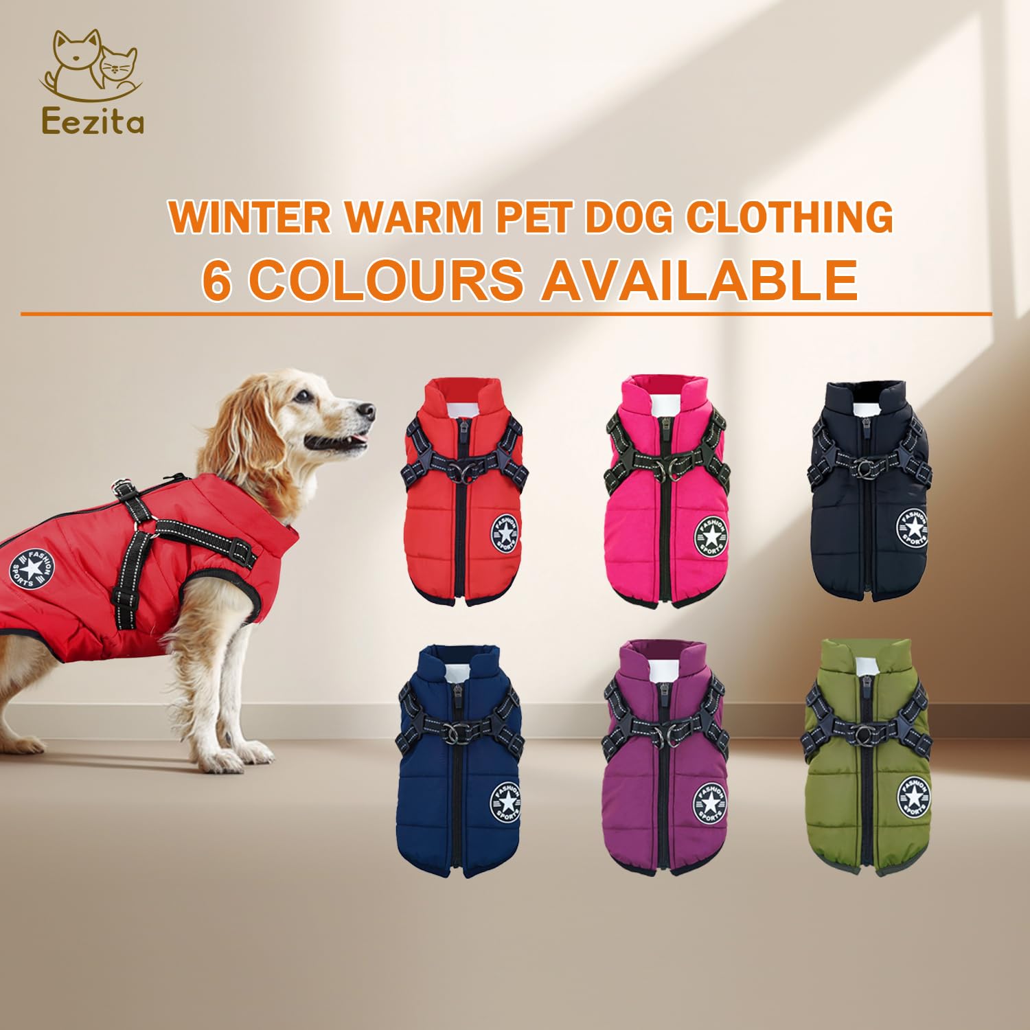 Eezita Winter Puppy Coat waterproof, reflective jacket to keep small pets warm and visible in snow rain,for Small Medium Dogs (blue S) - Image 3