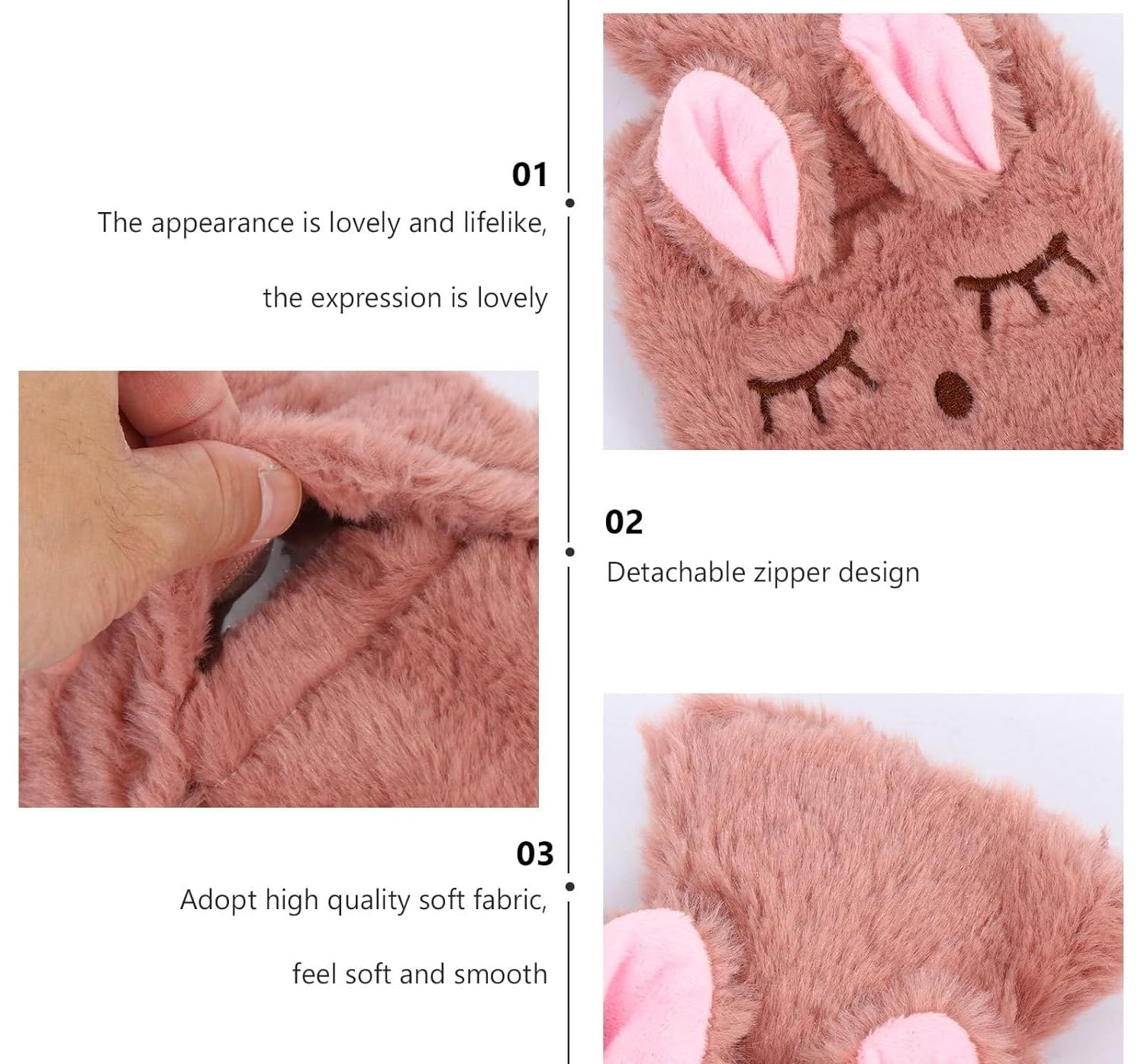 TGOPIT Cute Hot Water Bottle with Cover, Detachable Rabbit Rubber Hot or Cold Water Bottle with Cute Stuffed Animal Cover, Winter Warm Leakproof Hot Water Bag-350ML 1
