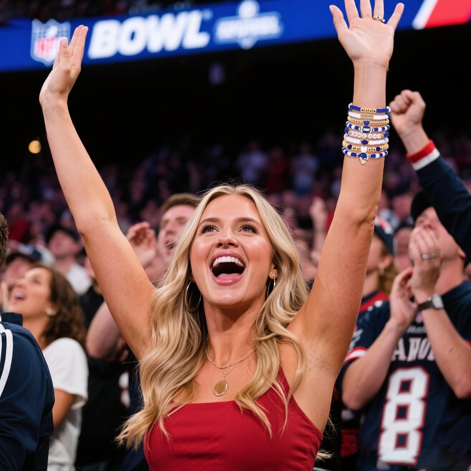 Football Baseball Bracelet for Women Game Day Bracelets for Women Stackable Heishi Clay Beaded Stretch Bracelets Soccer Outfit Accessories Party Favors Gifts - Image 3