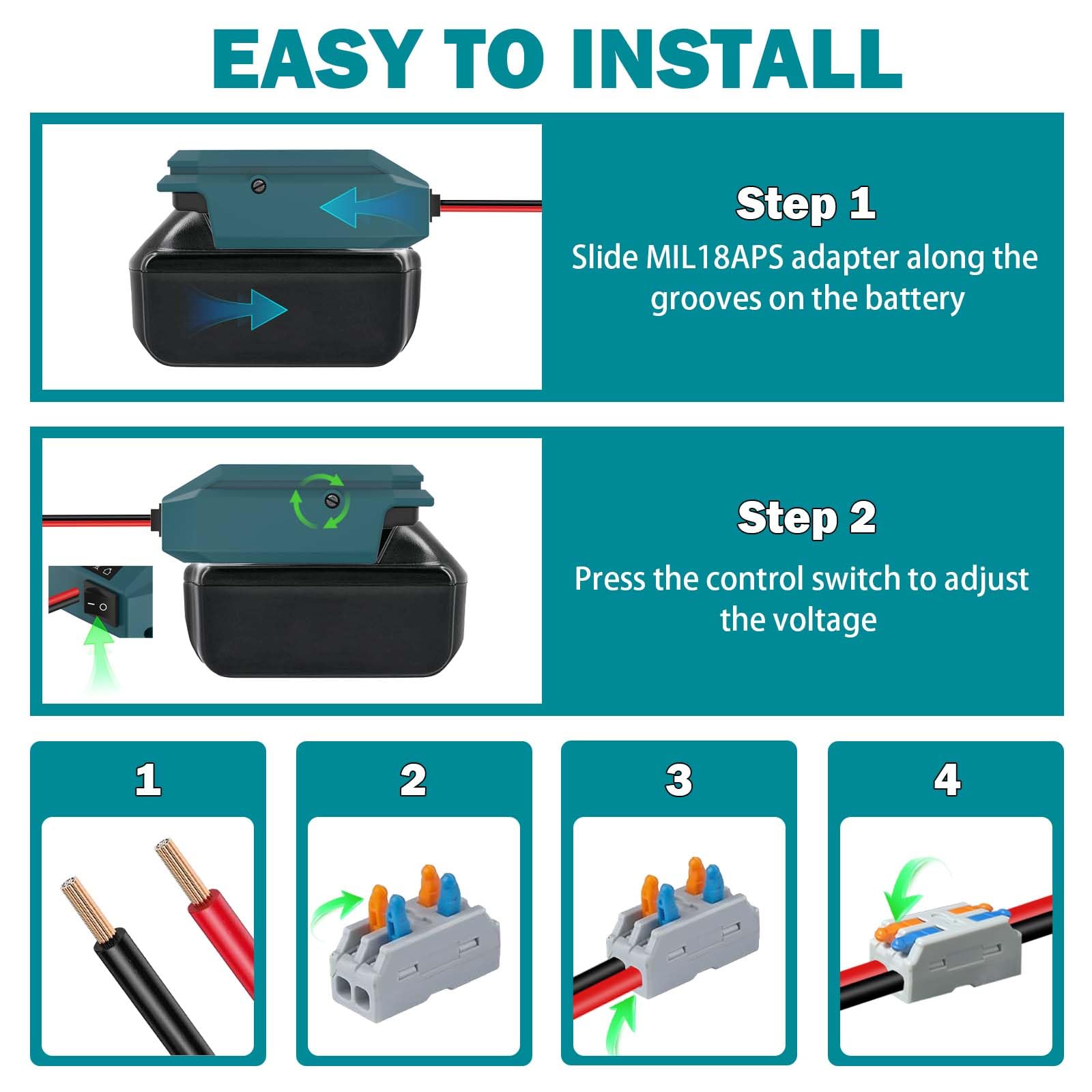 Convertitore step down per Makita 18 V a 12 V, convertitore fai da te con uscita massima 5 V-13 V, 10 A, presa leggera per dispositivi auto (convertitore only)