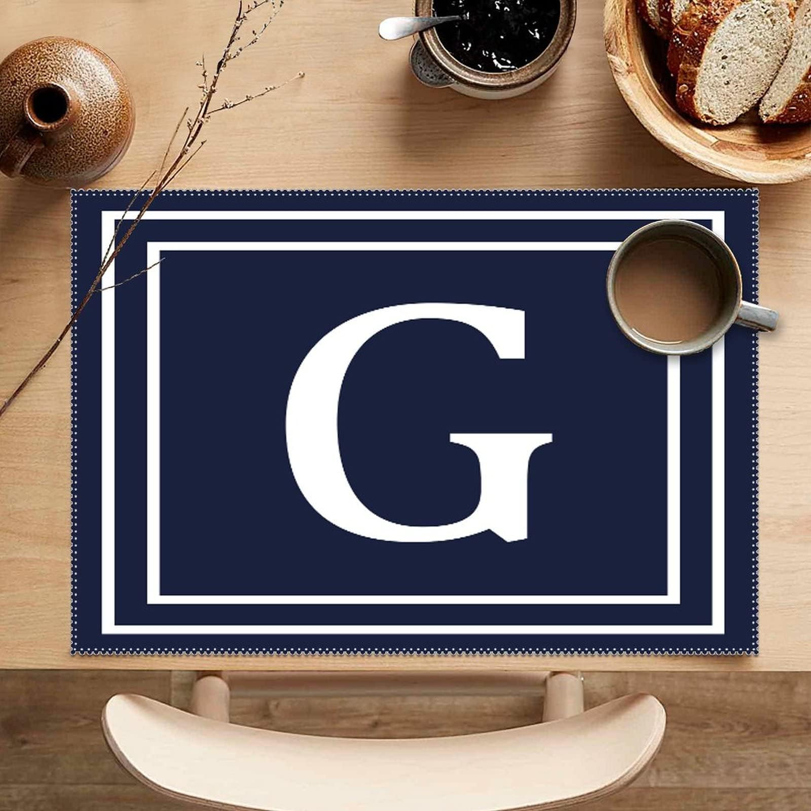 Monogram Initial Letter G Place Mats Set of 4 Customized Family Table Mats Heat Resistant Place Mats Kitchen Table Mats Centerpiece for Dining Table