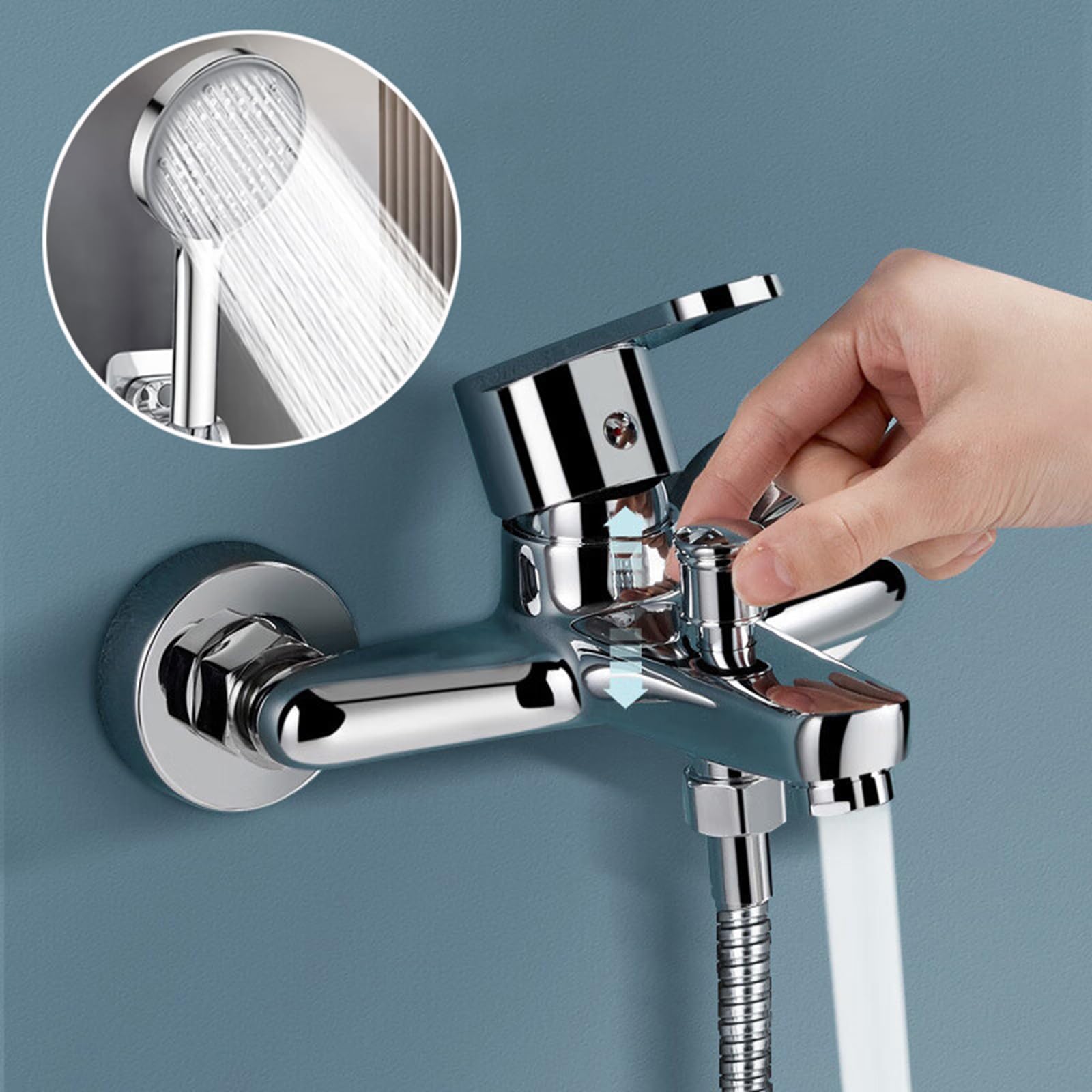 BiaoTeng Grifo para Bañera y Ducha 5 Modes Plata
