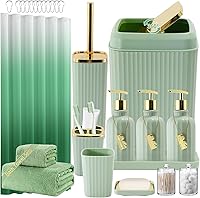 Vista 26 de Juego de baño de 32 piezas con cortina de ducha y alfombras, accesorios de baño negros, juego de cortina de ducha, juego de alfombras de baño