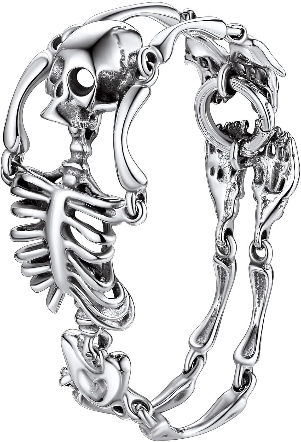 FaithHeart Gothic Skull Bracelet for Men Women Stainless Steel/18K Gold Plated Punk Skull Chain Bracelet Delicate Packaging