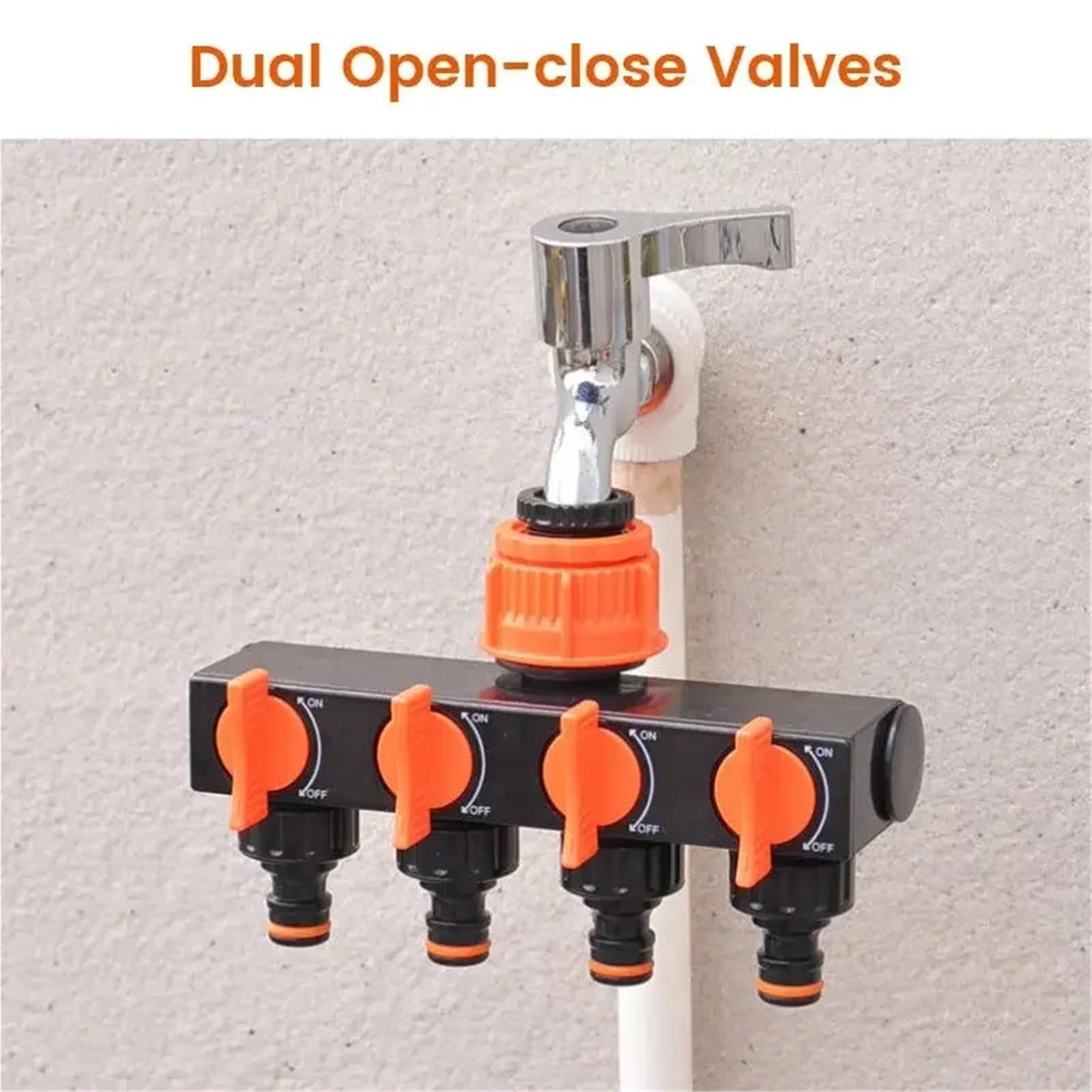Tubo da Giardino Splitter Rubinetto a 4 Vie Deviatore Connettore Quattro interruttori indipendenti for l'irrigazione del Prato Domestico per Tubi dell'Acqua
