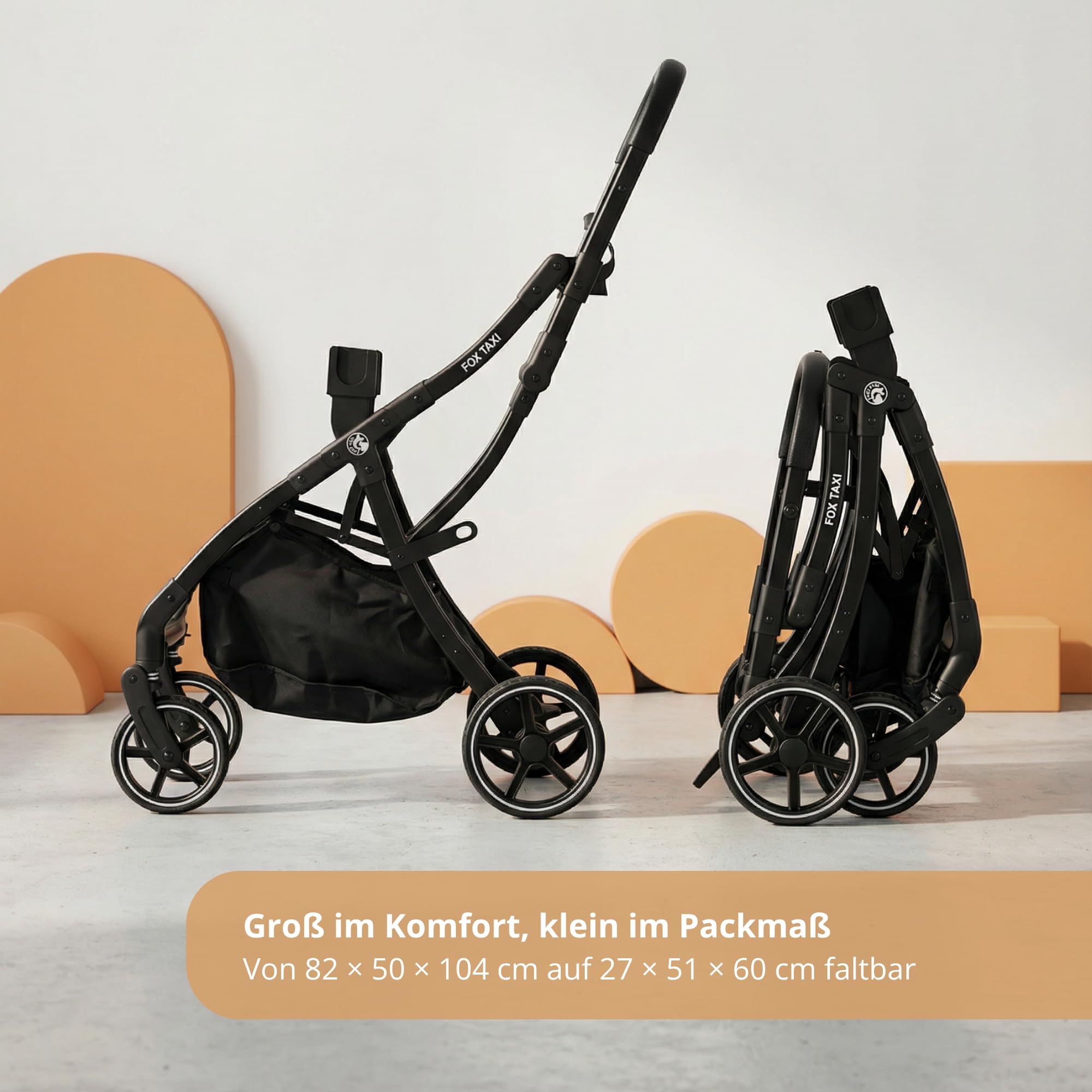 Fox Baby Kinderwagen-Gestell „Fox Taxi“ – leichtes, klappbares Universal-Gestell für Babyschale und Babywanne, kompatibel mit vielen Modellen, rückenschonend für kurze Wege und Reisen