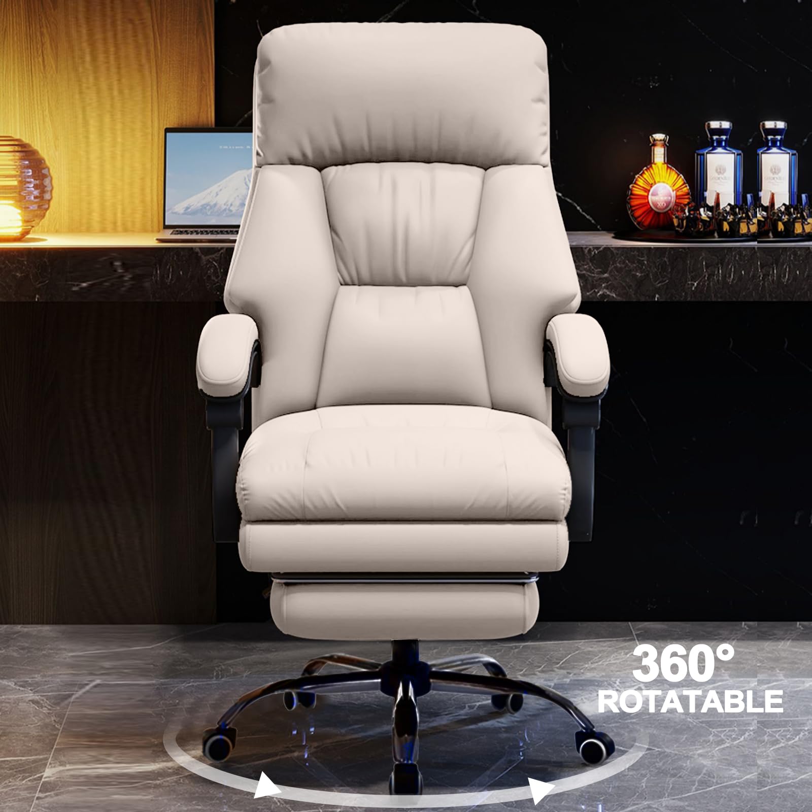 Office Chair with Leg Rest Executive Desk Chairs with Wheels High Back Computer Gaming Chairs Adjustable Reclining Ergonomic — view 7