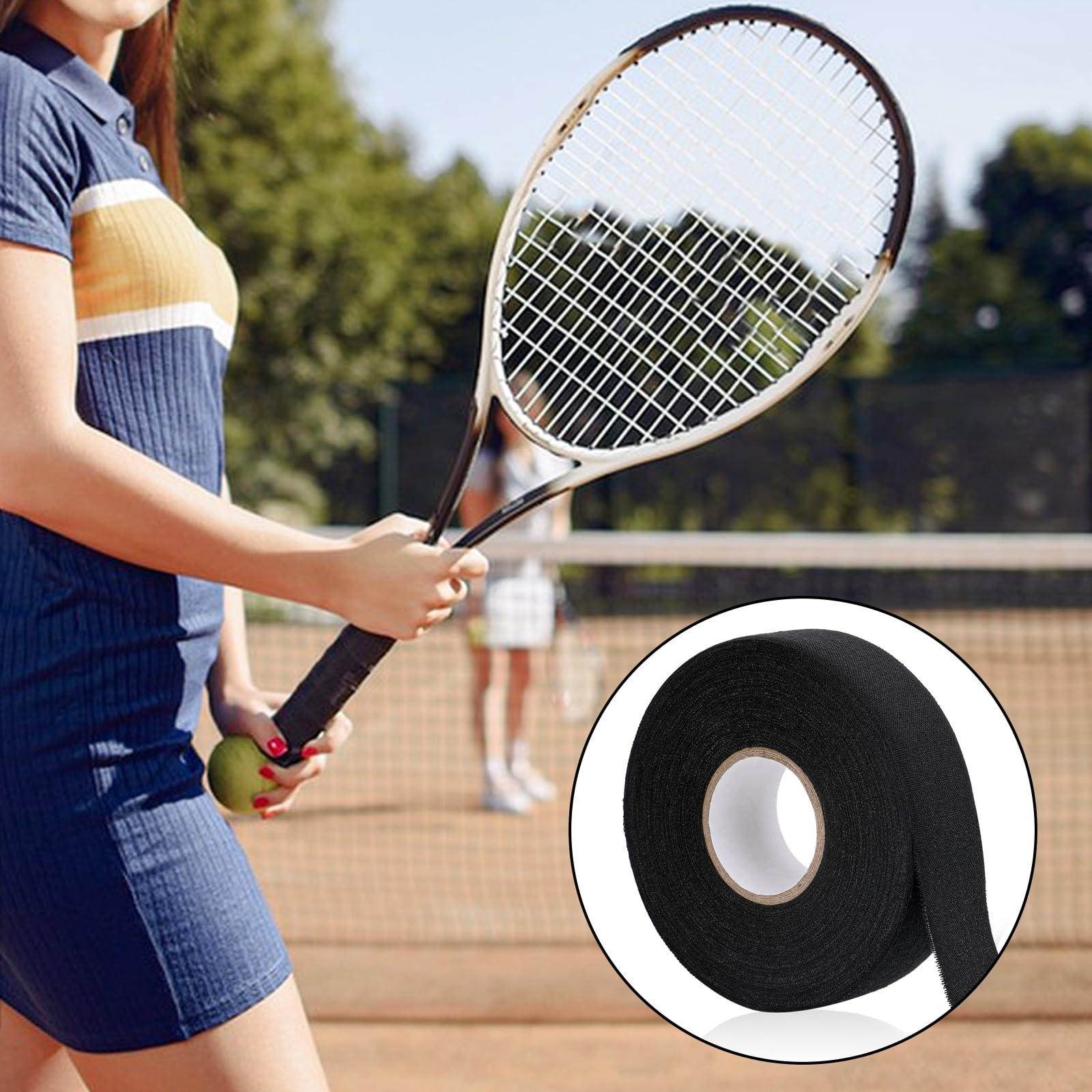 Cinta Adhesiva Para Palos De Hockey - 25mm X 10m, Negro, Antideslizante, Absorbente, Para Raquetas Y Mangos