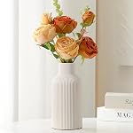 Mfacoy White Ceramic Flower Vase, Minimalist Decor, Modern Home Decorative Vase, Small Pampas Grass Vases For Kitchen, Bedroom, Office, Living Room, Bathroom, Shelf Centerpiece Table Decorations(8 in)