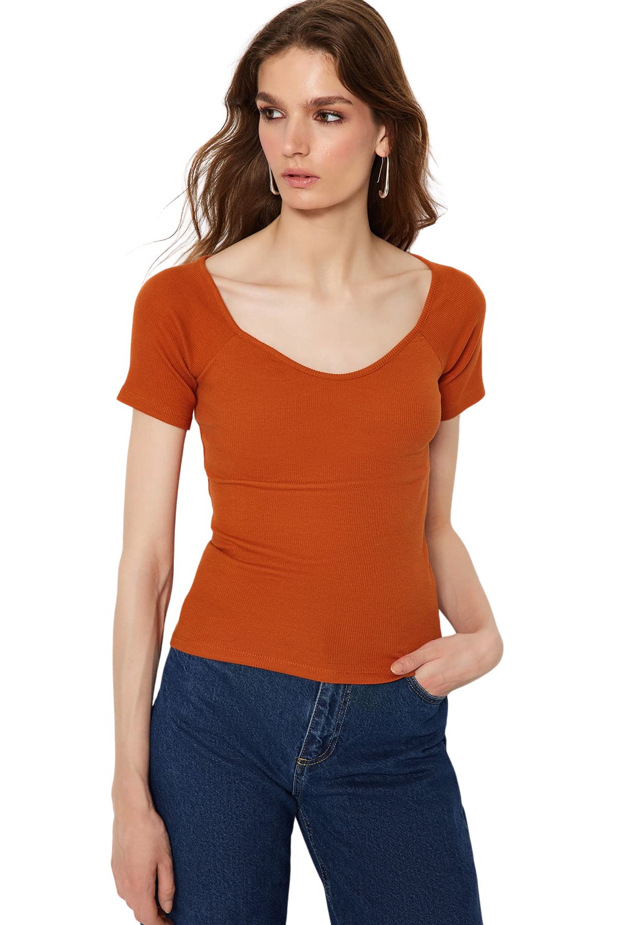 Trendyol FeMan Slim fit Bodycon Sweetheart Knit Blouse