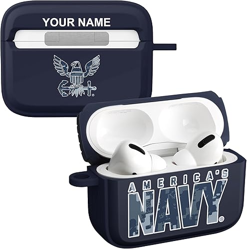 Funda HDX personalizada de la marina de EE. UU. compatible con Apple AirPods Pro 1 y 2 (azul marino)