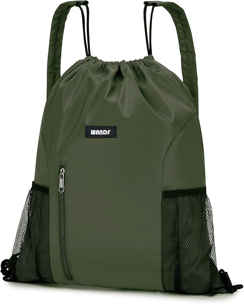 Amazon.com | WANDF Drawstring Backpack with Shoulder Pad Sports