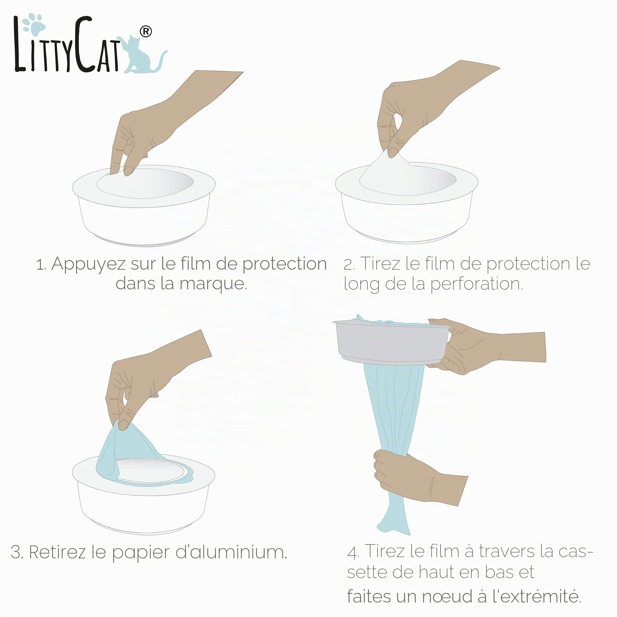 Littycat® Seau à litière pour chat incl. pelle & 3 recharges • Seau d’élimination hermétique aux odeurs • Système clic utilisable d’une seule main • Poubelle pour litière de chat