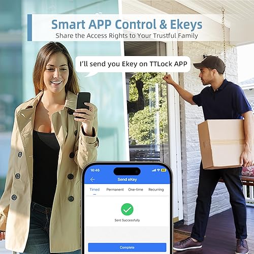 Miniatura 3 de Cerradura de puerta de entrada sin llave con teclado, cerraduras exteriores de huellas dactilares, cerrojo de puerta con código, cerraduras